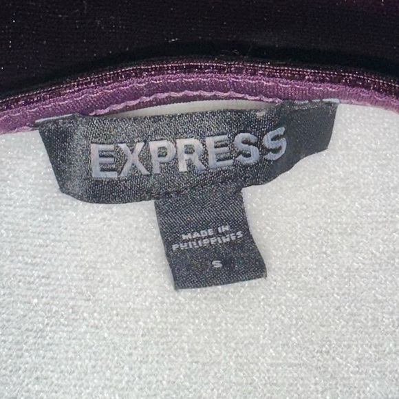 Express Velvet Long Sleeved Ruched Front Top Puff Sleeve Violet ✨ Size Small - Picture 3 of 3